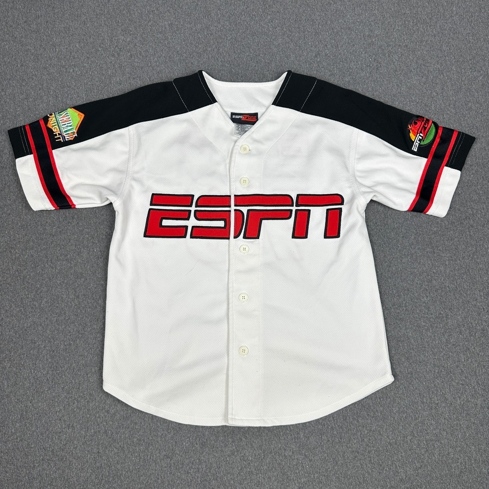 Vintage ESPN Zone Baseball Jersey #79 Baseball Tonight White Button Up Youth M